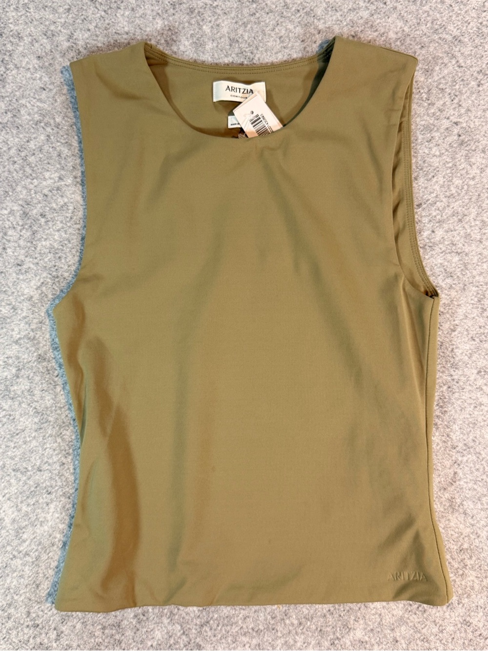 Aritzia Contour Sleeveless Tank Top Olive Green Double Layer Size Small NWT